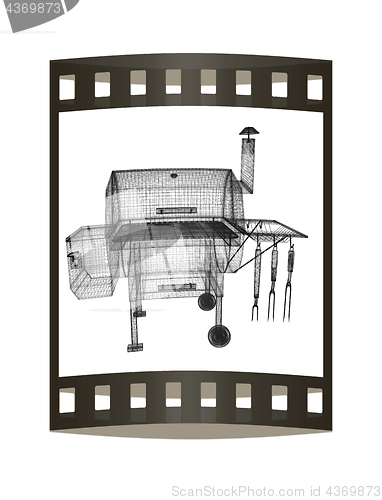 Image of BBQ grill. 3d illustration. The film strip.