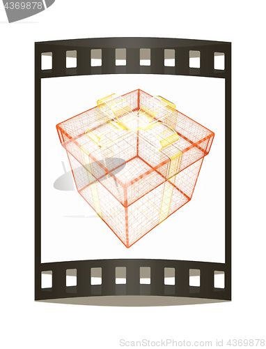 Image of colorful gift box concept. 3d illustration. The film strip.
