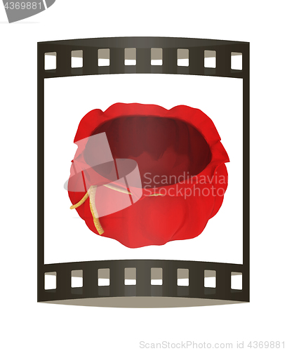 Image of Bag on a white background. 3D illustration. The film strip.