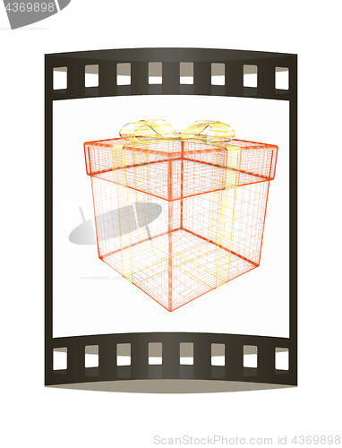 Image of colorful gift box concept. 3d illustration. The film strip.