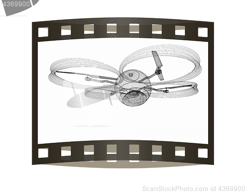 Image of Quadcopter Dron. 3d render. The film strip.