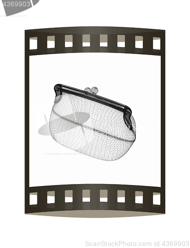 Image of purse on a white. 3D illustration. The film strip.
