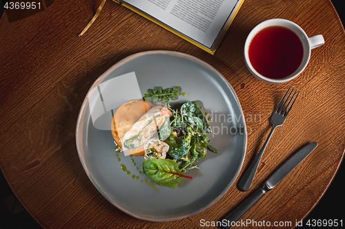 Image of simmered pumpkin with Japanese broth and minced meat sauce