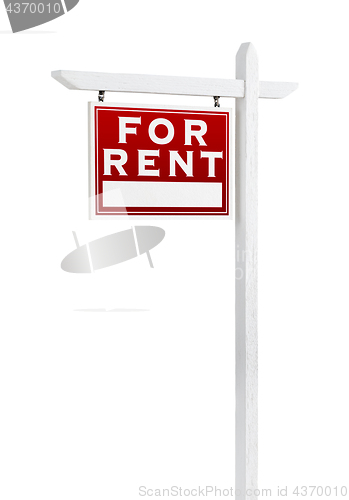 Image of Left Facing For Rent Real Estate Sign Isolated on a White Backgo