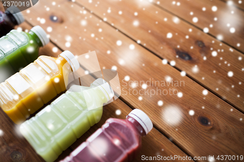 Image of bottles with different fruit or vegetable juices