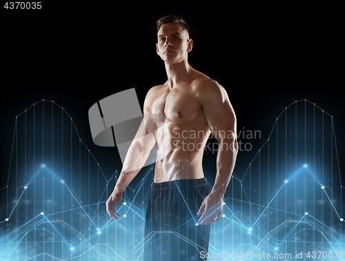 Image of young man or bodybuilder with bare torso