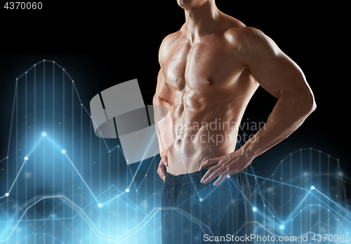 Image of close up of man or bodybuilder with bare torso