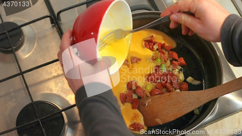 Image of Making scrambled eggs