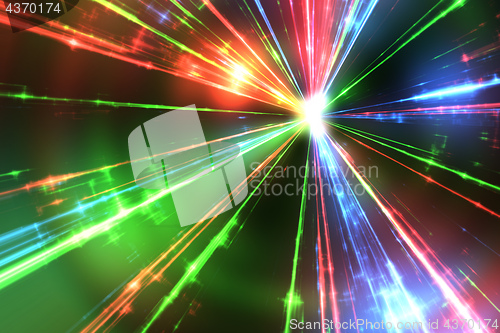 Image of red green and blue laser rays