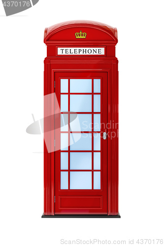 Image of a typical London phone booth isolated on white