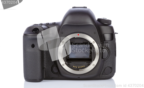 Image of Dslr camera back side on white 