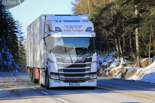 Image of Next Generation Scania Semi at Speed