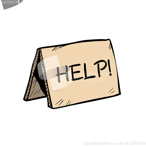 Image of Help lettering sign for donations