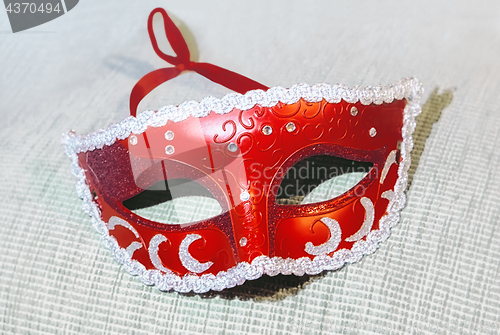 Image of Red Masquerade Mask Closeup