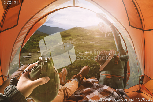 Image of View from the tourist tent to the forest.