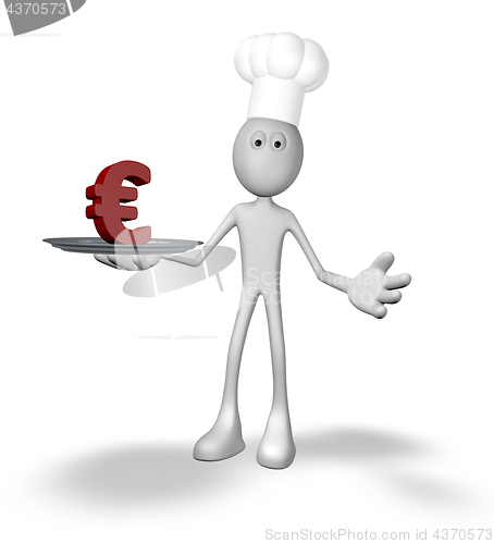 Image of cook and plate with euro symbol - 3d rendering