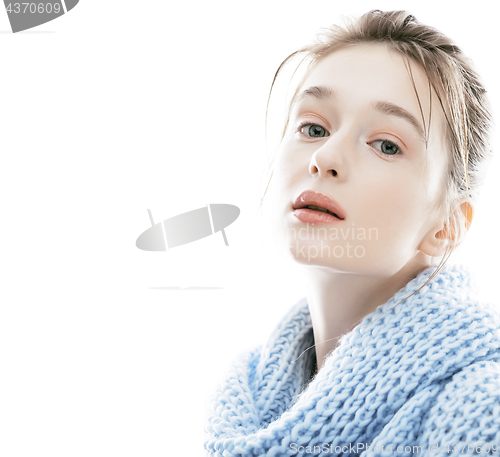 Image of young real blond woman in scarf