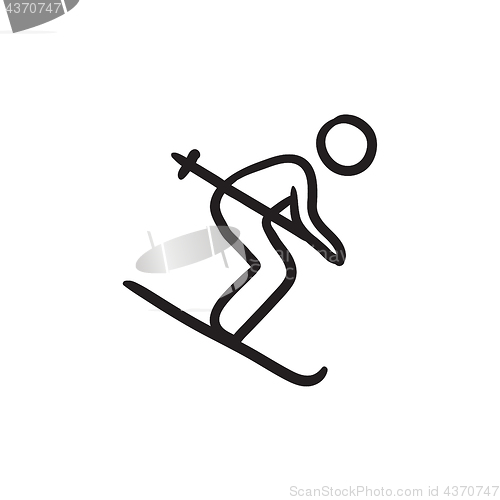 Image of Downhill skiing sketch icon.