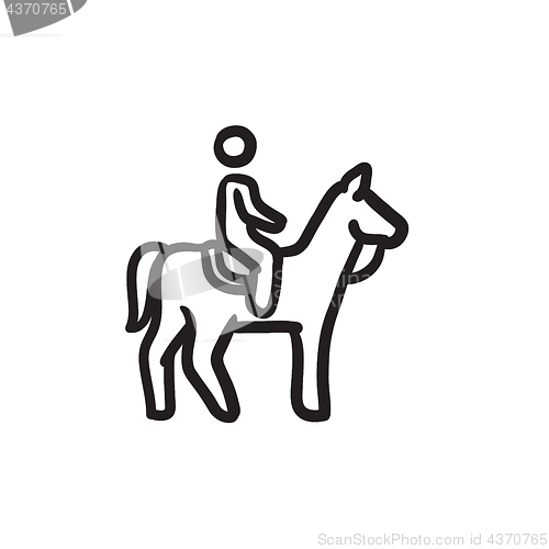 Image of Horse riding sketch icon.