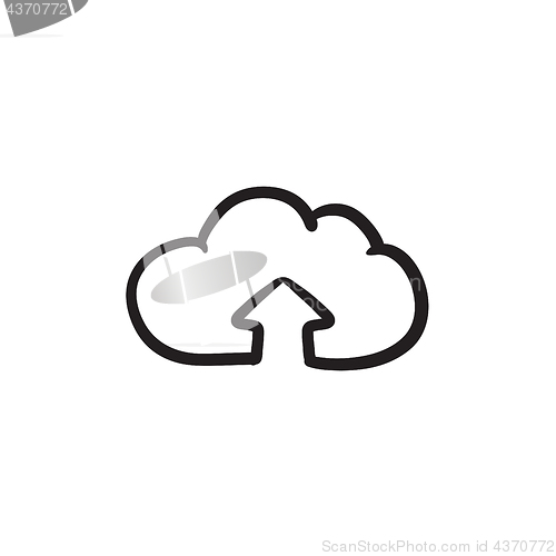 Image of Cloud with arrow up sketch icon.