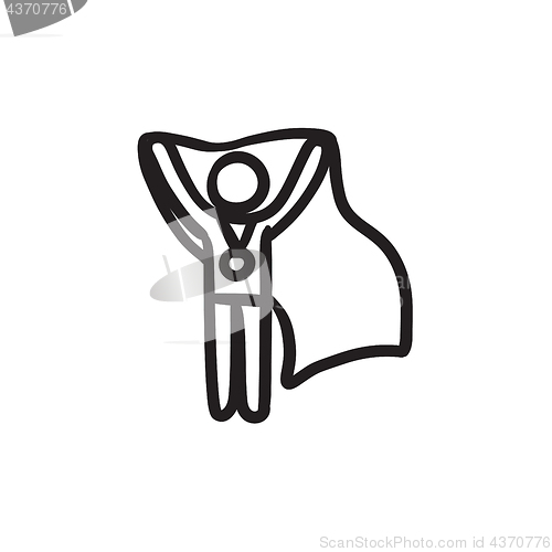 Image of Medalist standing with flag sketch icon.