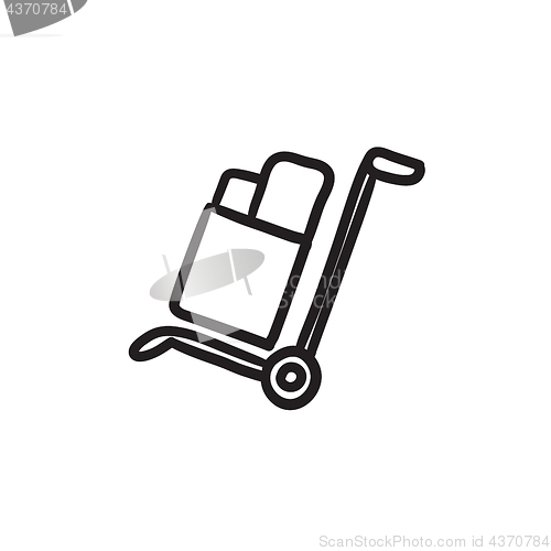 Image of Shopping handling trolley sketch icon.