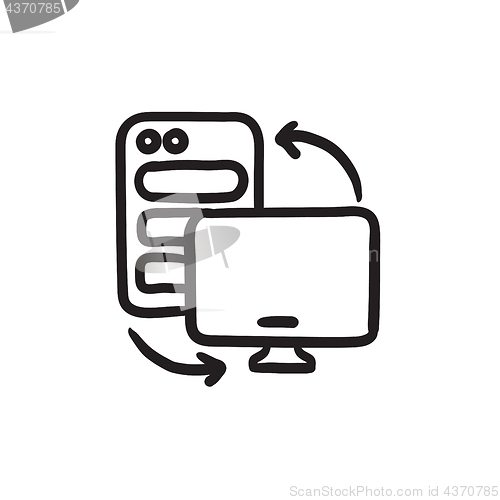 Image of Personal computer set sketch icon.