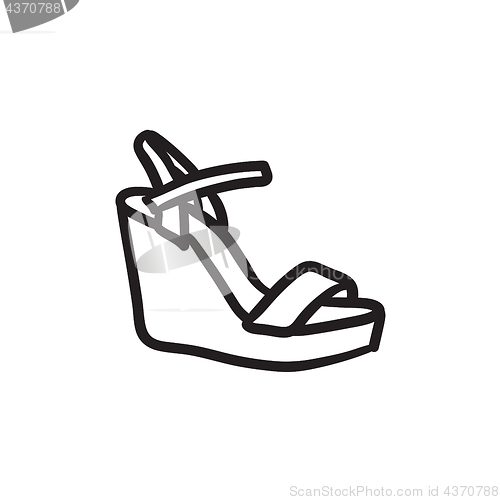 Image of Women platform sandal sketch icon.