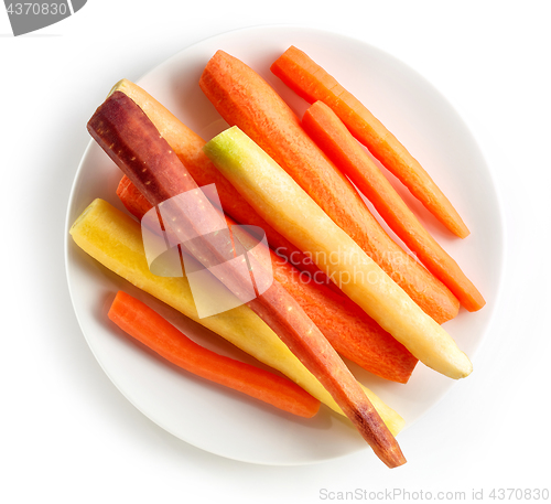 Image of plate of fresh colorful carrots