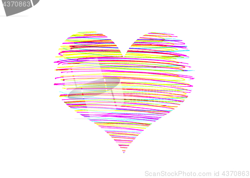 Image of Abstract heart with bright colorful strokes pattern 