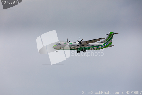 Image of ARECIFE, SPAIN - APRIL, 16 2017: ATR 72 of Binter with the regis