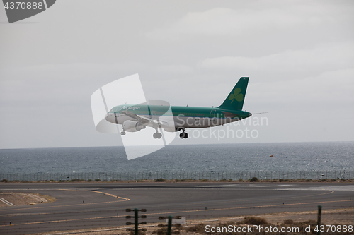 Image of ARECIFE, SPAIN - APRIL, 15 2017: AirBus A320 of Aer Lingus ready