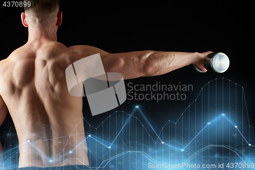 Image of close up of man with dumbbells exercising