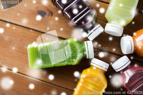 Image of bottles with different fruit or vegetable juices