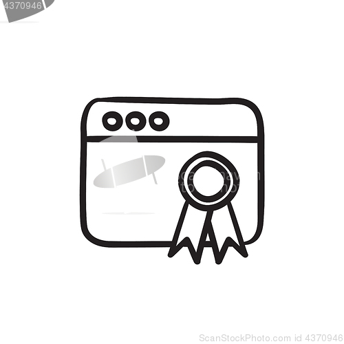 Image of Browser window with winners rosette sketch icon.