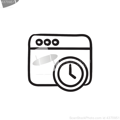 Image of Browser window with clock sign sketch icon.