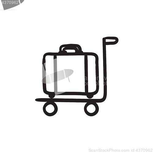 Image of Luggage on trolley sketch icon.