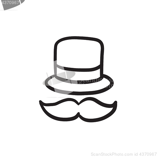 Image of Hat and mustache sketch icon.