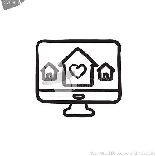 Image of Smart house technology sketch icon.