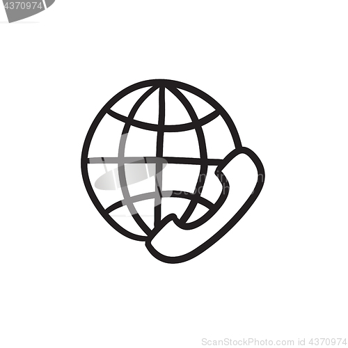 Image of Global communications sketch icon.