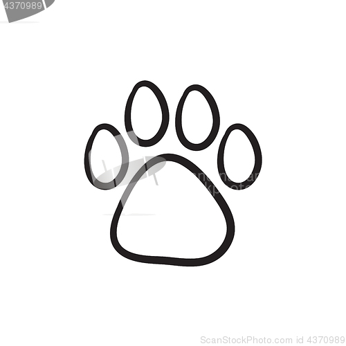 Image of Paw print sketch icon.