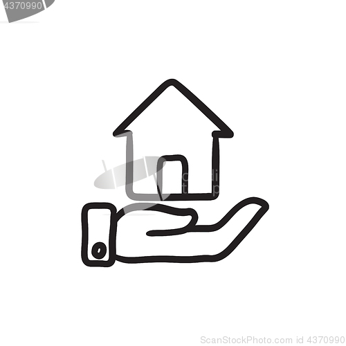 Image of House insurance sketch icon.