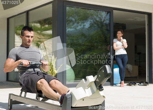 Image of man doing morning exercises