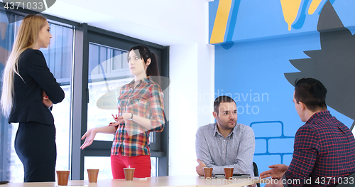 Image of Group of young people meeting in startup office