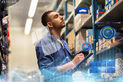 Image of auto mechanic with clipboard at car workshop