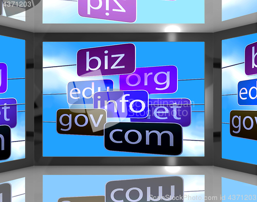 Image of Domains On Screen Shows Different Types Of Websites