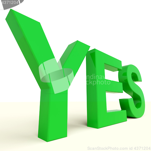 Image of Yes Word On Table Showing Approval And Support