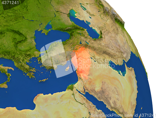Image of Map of Syria in red