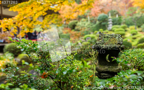 Image of Japanese temple garden in autumn