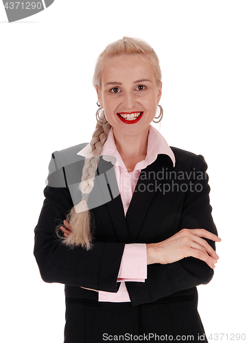 Image of Smiling business woman with braid hair